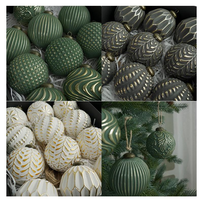 Set Vintage Weihnachtskugel-Ornamente Retro Grün 8cm Christbaumkugeln Baum Heimdeko Innen DIY Feiertagsbastelbedarf