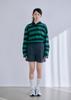 BYSEOWOO Rugby T-Shirt Striped Long Sleeve T-Shirt (Green)