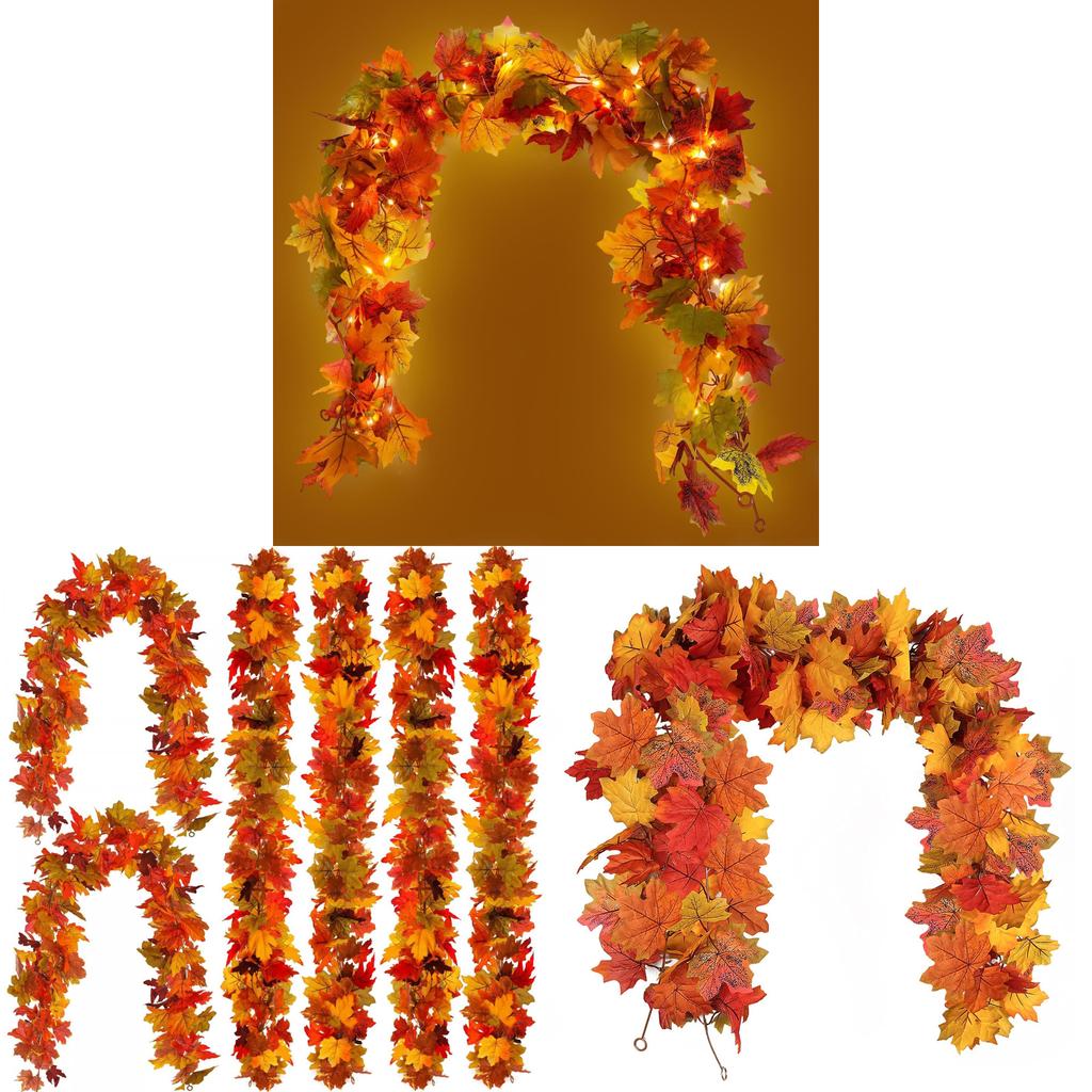 Autumn Artificial Maple Leaf Garland For Wedding Decor And Outdoor Events
