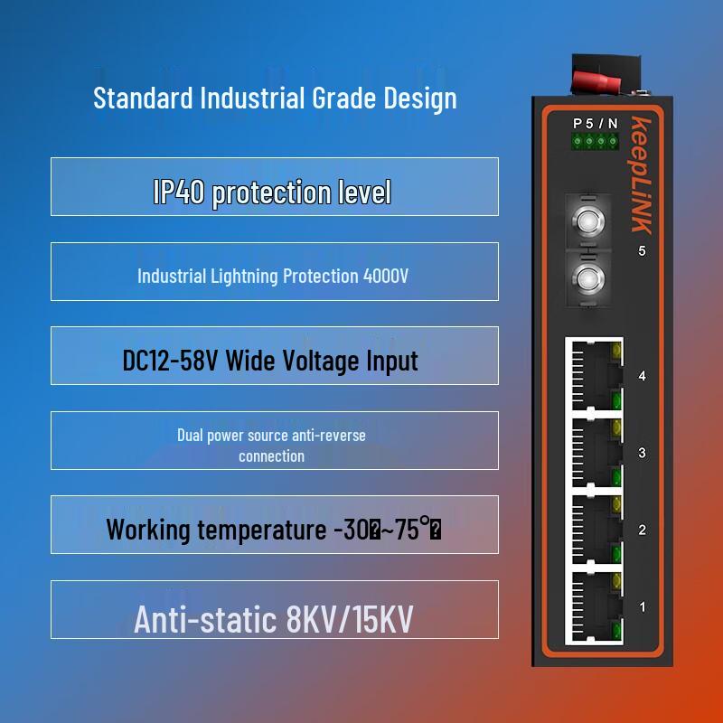 keepLINK KP-9000-45 Industrial POE Ethernet Switch & Fiber Optic Transceiver