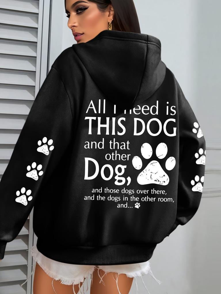 Funny Dog Paw Print Hoodies Y2k Streetwear Casual Pullover Hoodies Hoody Tops Hoodie Autumn Winter Sweatshirt Women