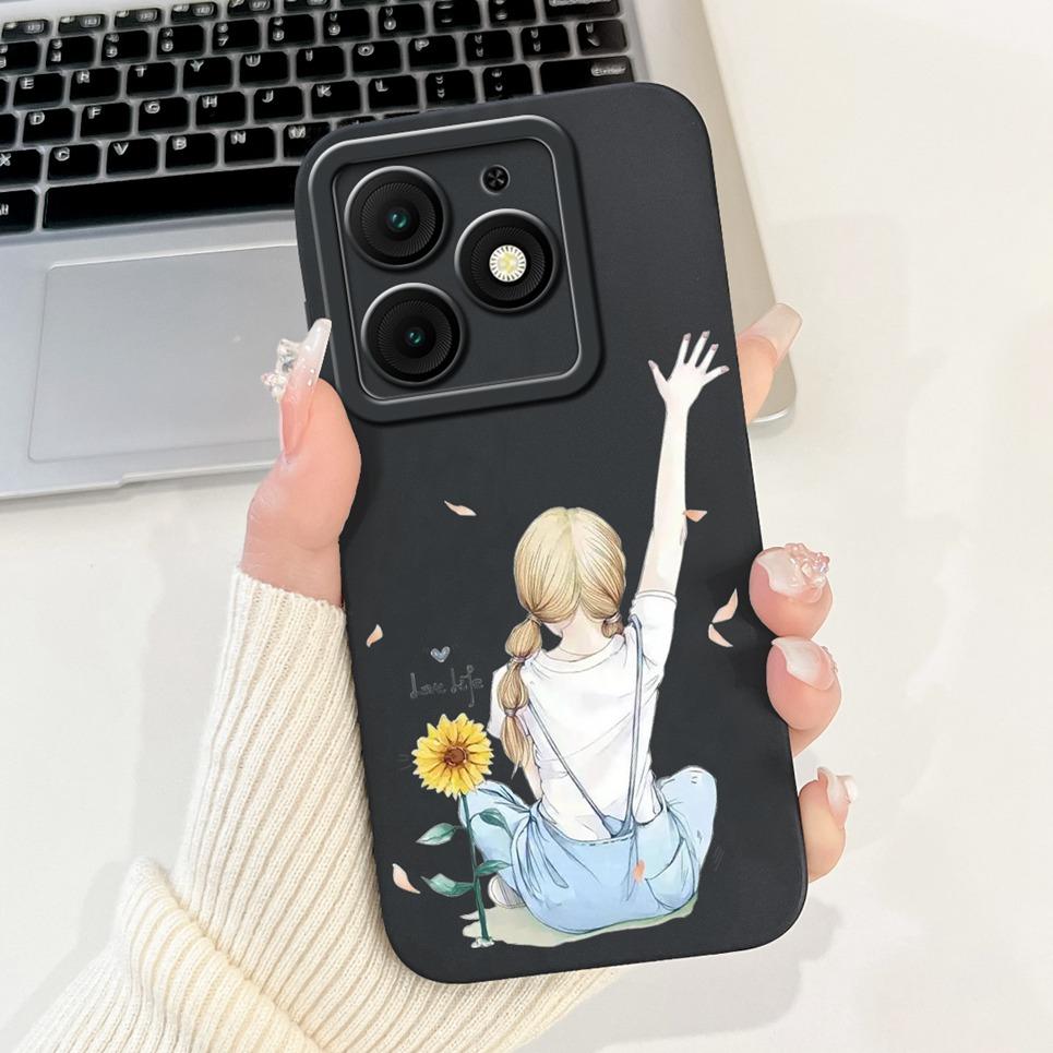 For Itel A50 Back Cover On ItelA50 A 50 Coque Funda Flower Butterfly 2024 New Women Fashion Phone Case Liquid Silicone Bumper