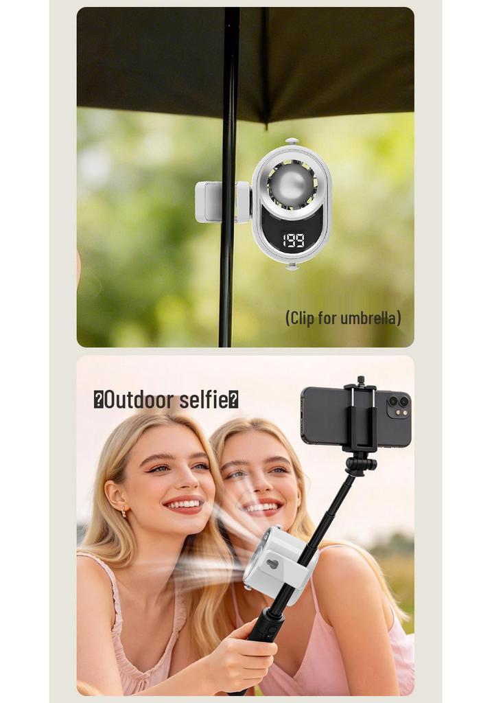 Versatile Turbo Clip Fan: Stroller, Umbrella, Selfie Stick, Cycling Charger, Night Light, Lanyard, Compact.