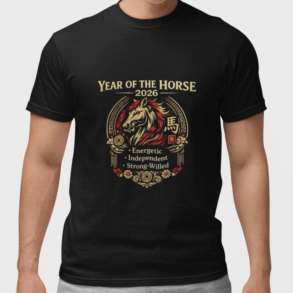 

2026 Year of the Horse Shirt Chinese Zodiac Lunar New Year Gift Tee S