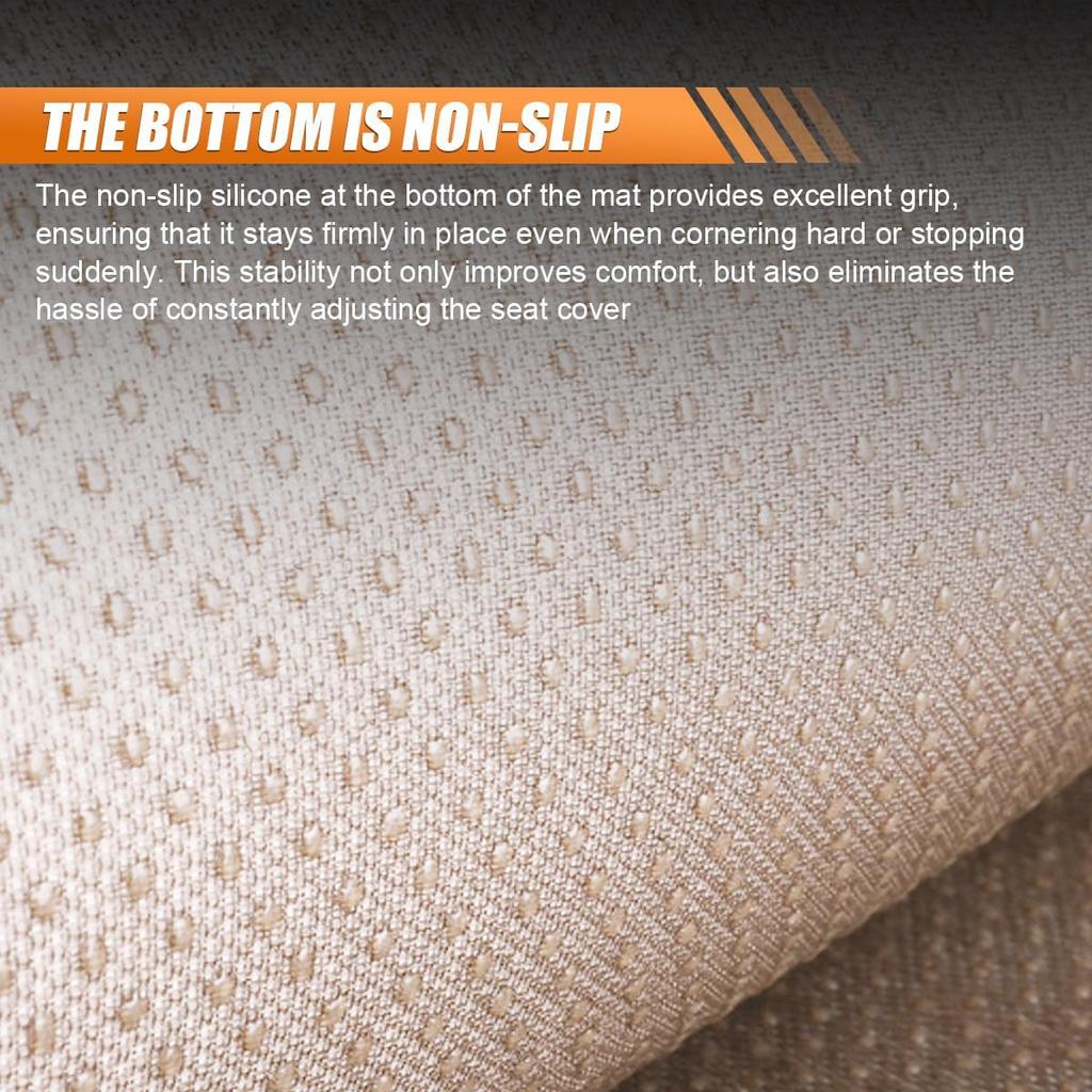 Car Front Seat Cover, Breathable Linen Automotive Seats Cushion, Anti-Slip Vehicle Seat Pad With Storage Pocket, Universal Auto Seats Protection Mat