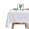 Nordic Tablecloth Solid Color Color Ball Table Cover Cotton And Linen Tablecloth Christmas Party Decoration Fabric White