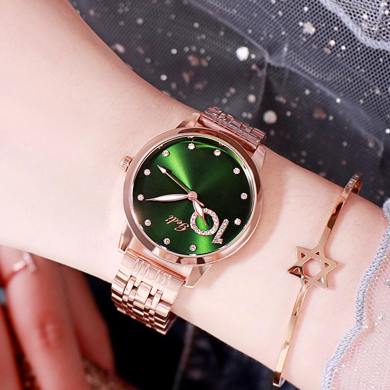 Women'S Temperament Diamond-Encrusted Wrist Watch Fashion Steel Belt Women'S Quartz Watch Casual Waterproof Women'S Watch