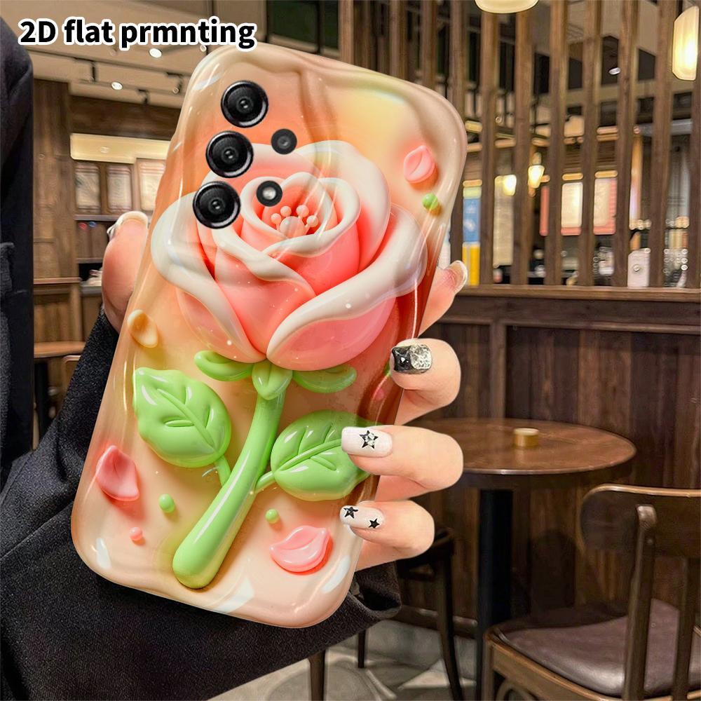 Phone Case: 2D flat, suitable for Samsung Galaxy A34 A35 M05 M06 S20 S22 S21 FE Plus 5G protective case, pink-white gradient rose, perfect Christmas a