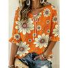 Women's elegant printed lace-up flared top, stylish and versatile, comfortable and skin-friendly
