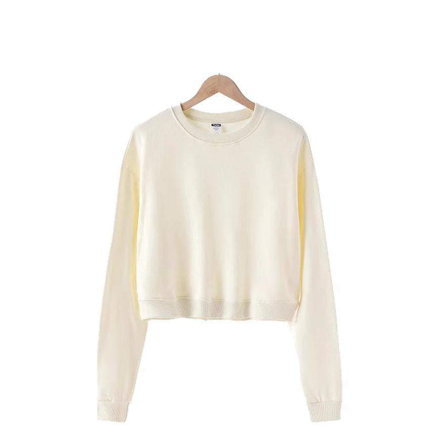 Women's Petite Loose Round Neck Pullover Sweatshirt - Japanese Korean Style, Spring/Autumn 2025 Collection