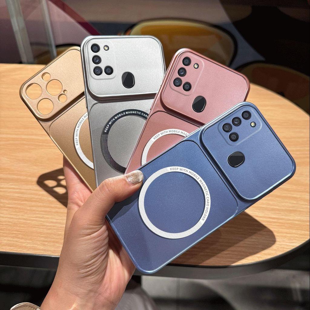 Metallic Finish Magnetic TPU Phone Case for Samsung Galaxy A21s Shockproof Matte Soft Cover