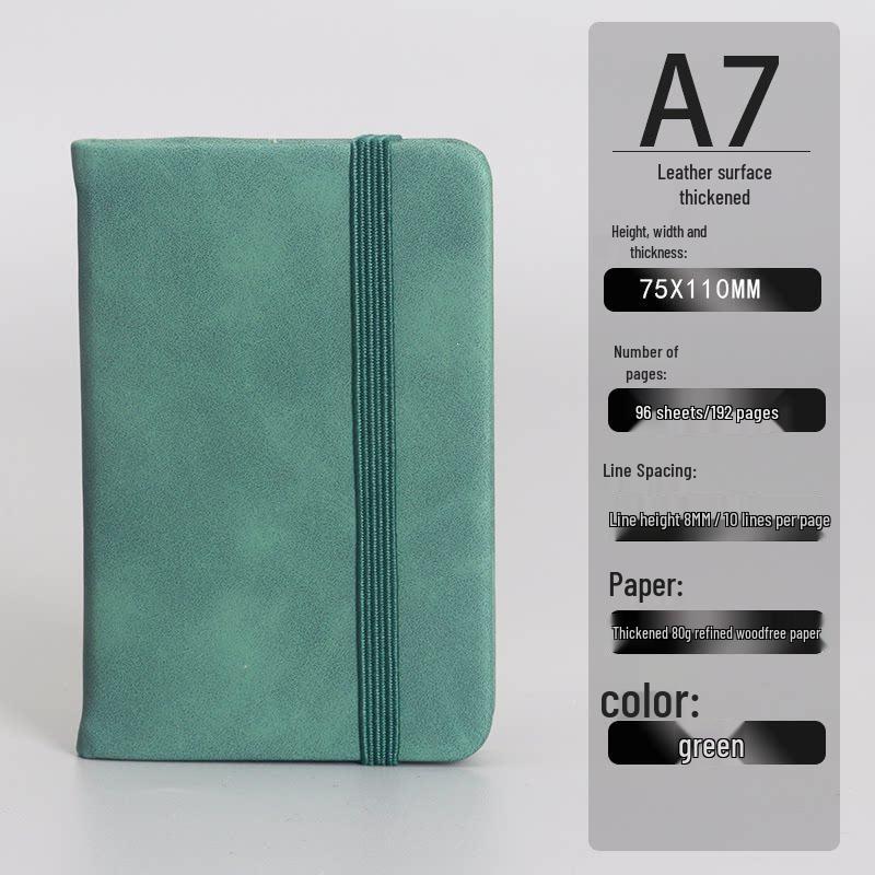 A7 Mini Pocket Notebook with Thick Leather Cover - Retro and Simple Design