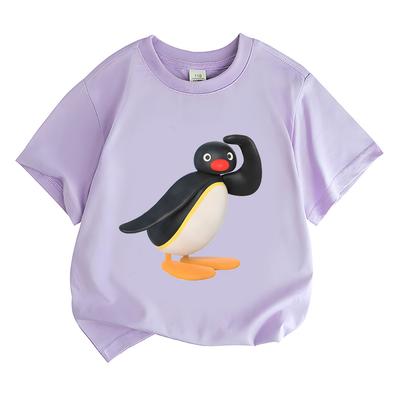 Koszulka Pingu kawaii Chłopcy Dziewczynki Odzież Dziecięca Hip Hopowe Góry Krótki Rękaw Sportowa Moda Streetwear Manga/Komiksowe Koszulki Maluch
