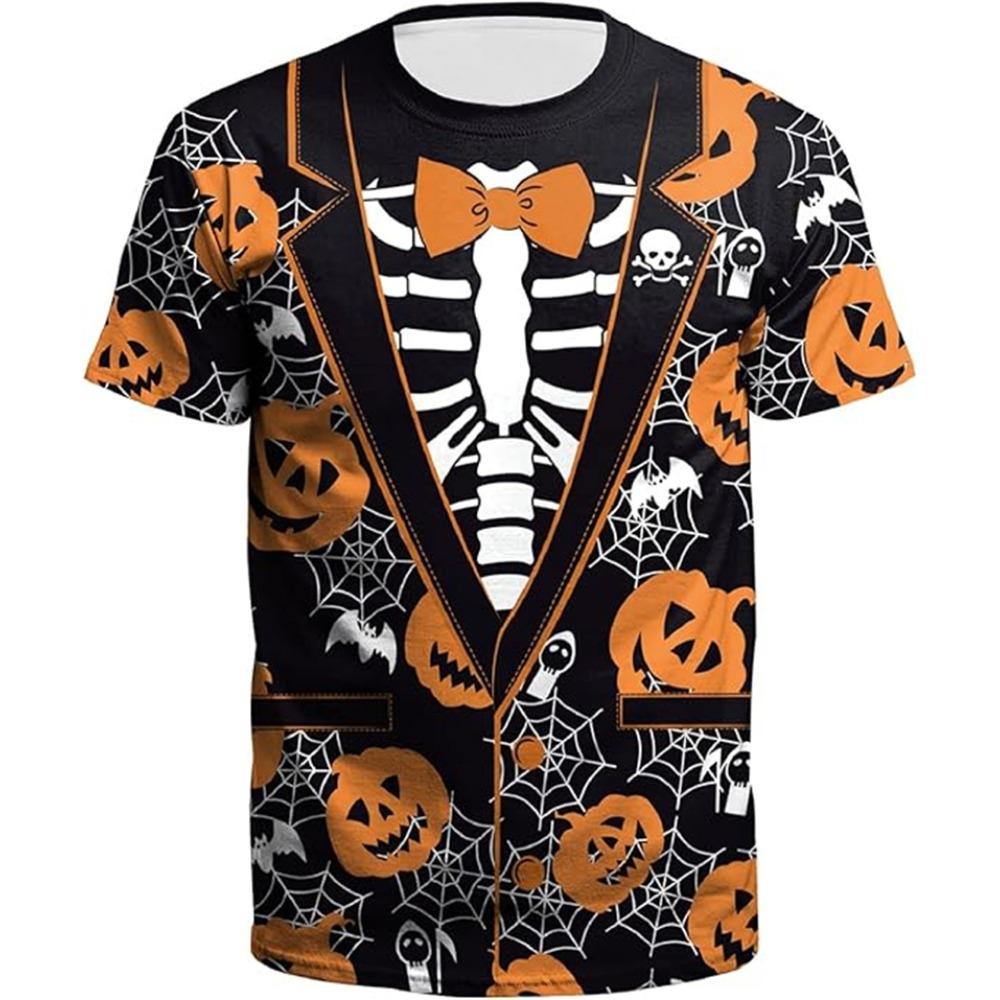 New Halloween Skeleton 3D Graphic T Shirts For Men Women Harajuku Round Neck Tees Tops Clothing Skull Halloween Costume T-shirt