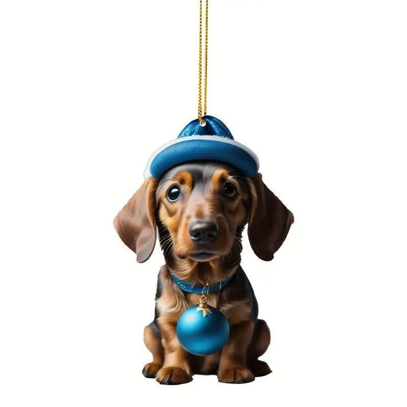 Playful Christmas Acrylic Dog Decoration Ideal For Unique Car Ornament Ideas Gift