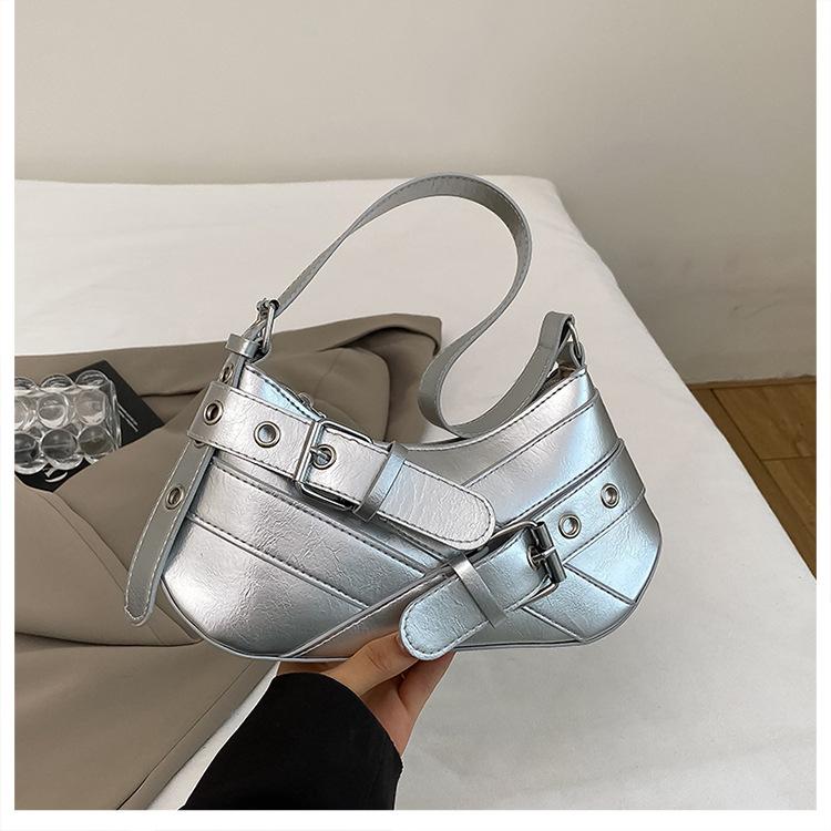 2025 New Trendy Fashion Niche Retro Spice Girl Armpit Bag Locomotive Shoulder Bag Personalized Belt Buckle Trendy Small Bag