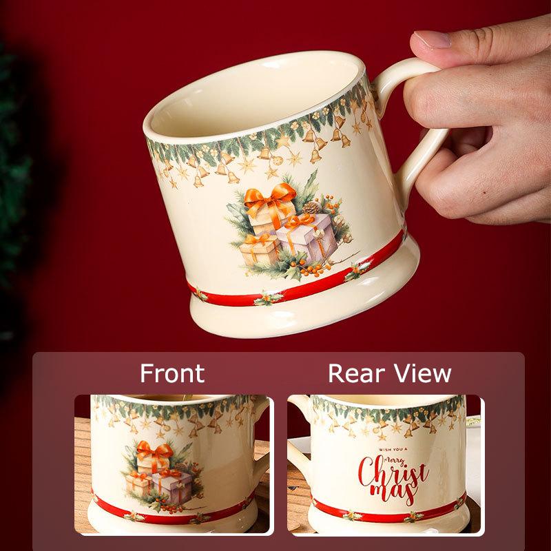 Christmas Pattern Mugs Porcelain Cup Christmas Gifts Tableware Coffee Mug Dining Table Afternoon Tea Teacup Fruits Juice Cup