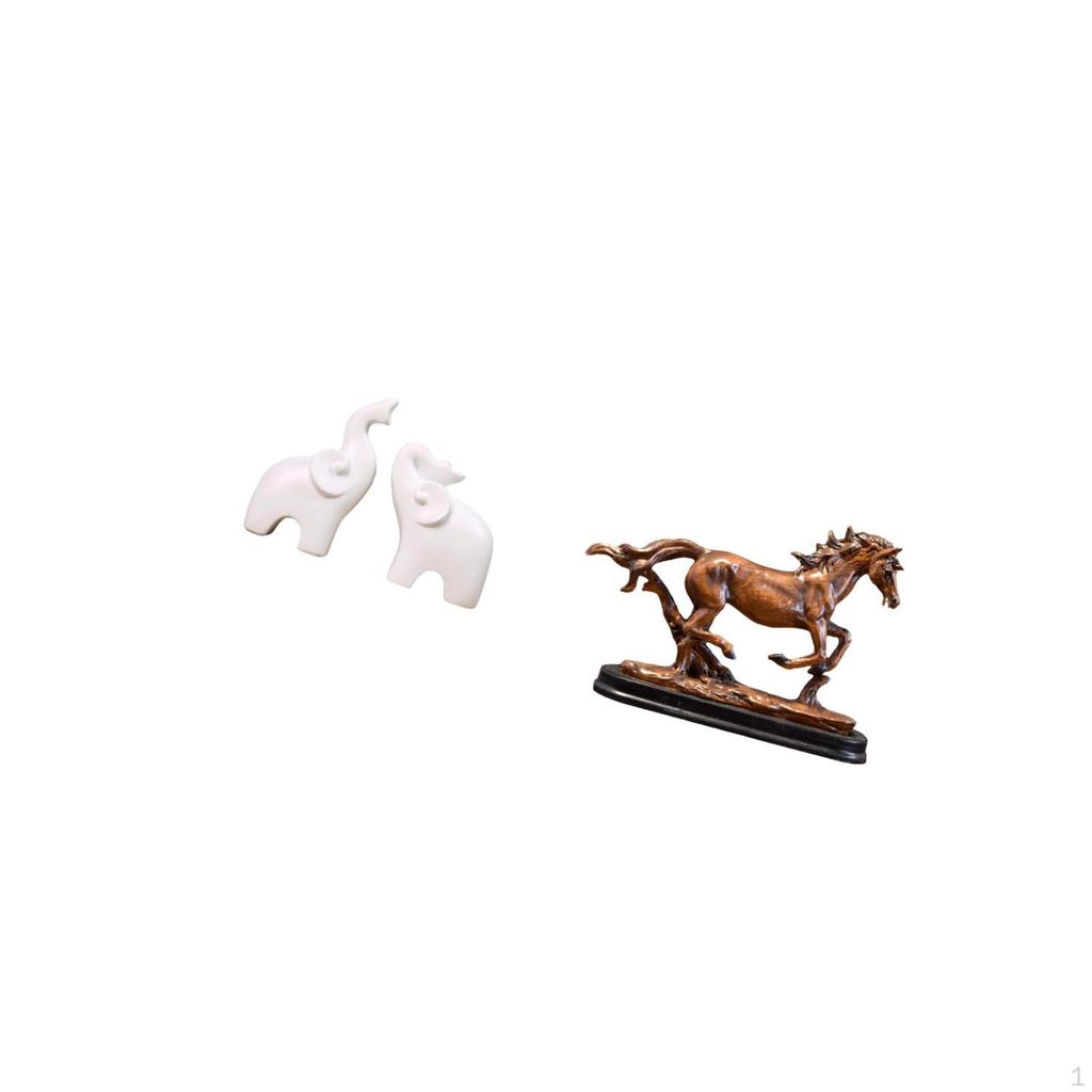 Elephant Horse Sculptures Figurines Tabletop Decoration Artwork Collectible Animal Statue Ornament