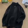 Autumn Winter Fashion Long Sleeve Stand Up Collar with Half Zipper Sweaters Men's Clothing Casual All-match Knitting Tops
