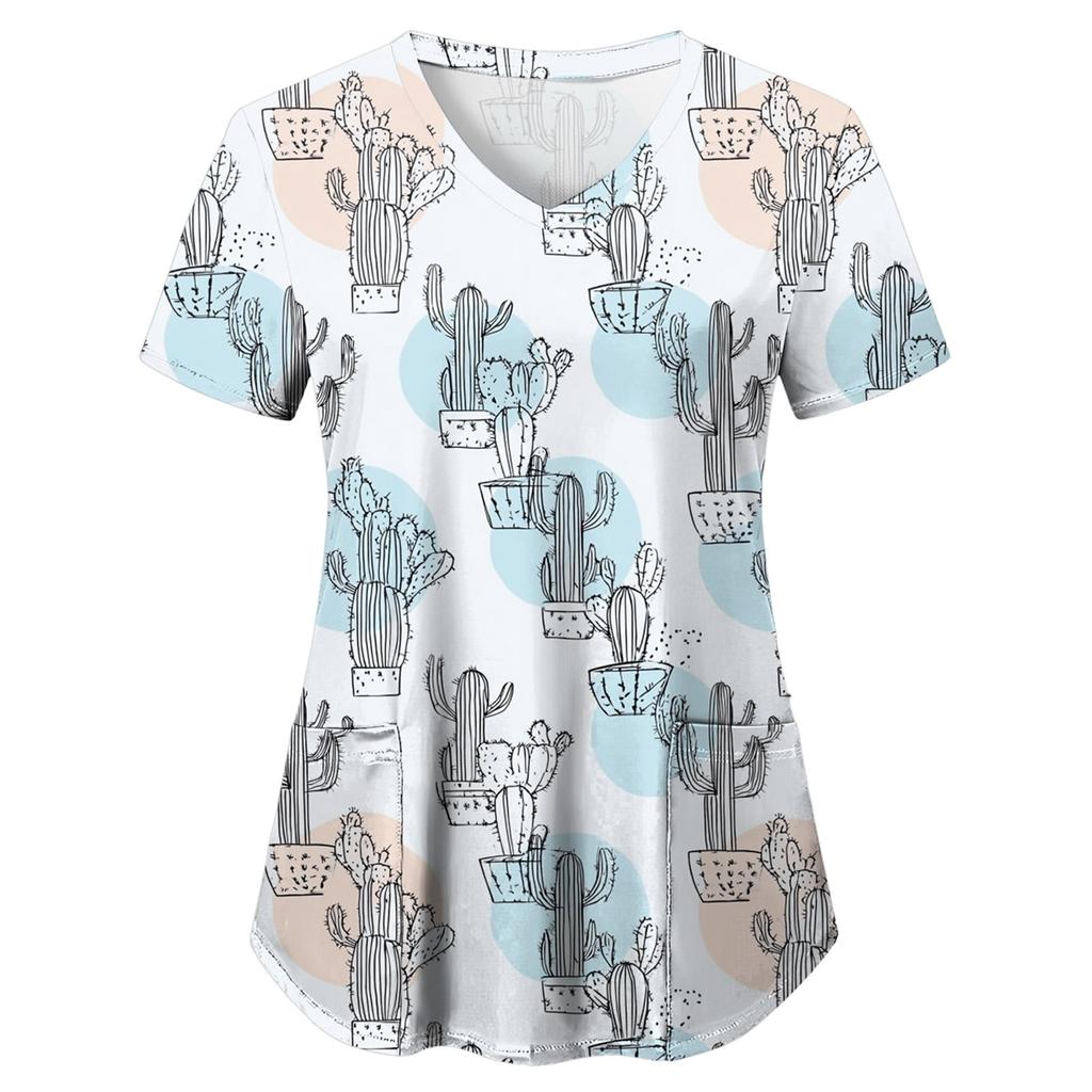 Uniforme Sanitario Enfermera Clínica Enfermería Mariposa Ropa de Trabajo Hospital Camiseta Camiseta Manga Corta Blusa Cuidadora Mujeres Trabajadoras Médico
