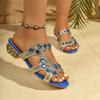 Fashion 2025 New Women Slippers Fashion Shoes Woman Chunky Heels Hollow Casual Sandals Summer Rhinestone Slippers Ladies Slides Women