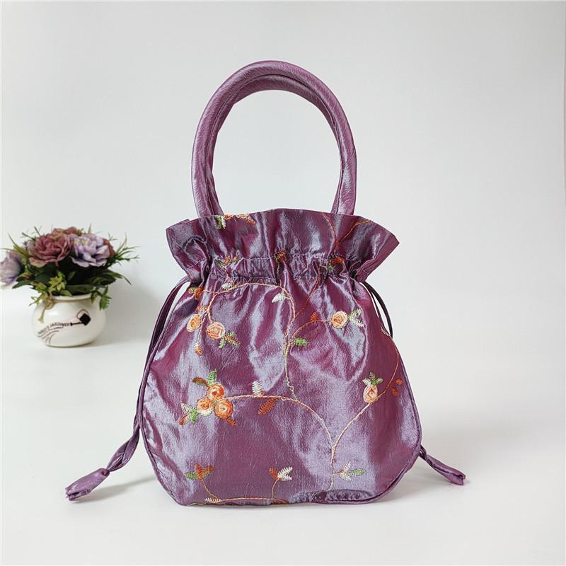 Women's Ethnic Embroidered Small Handbag: Clutch, Mommy, Bucket, Hanfu, and Phone Bag with Drawstring