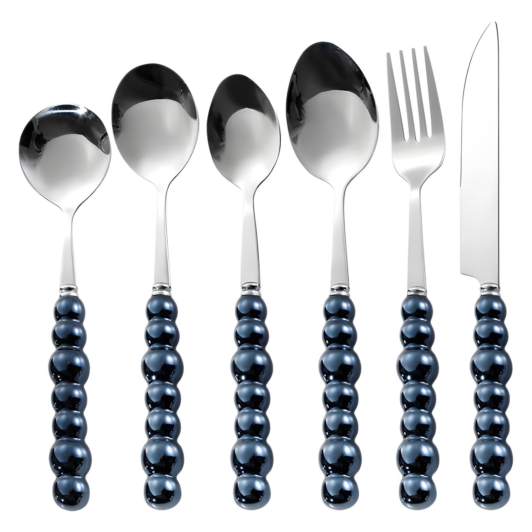 

Nordic Pearl Ceramic Handle 304 Stainless Steel Cutlery Set Steak Knife Fork Spoon Set Western Cutlery Dinner Dessert Soup Spoon