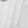 INCERUN Men Sleeveless Striped Transparent Mesh Sheer Hooded Tank Tops