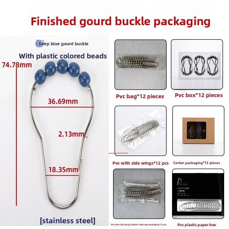 12-Piece Stainless Steel Rollerball Glide Shower Curtain Hooks - Rust-Resistant and Easy To Install