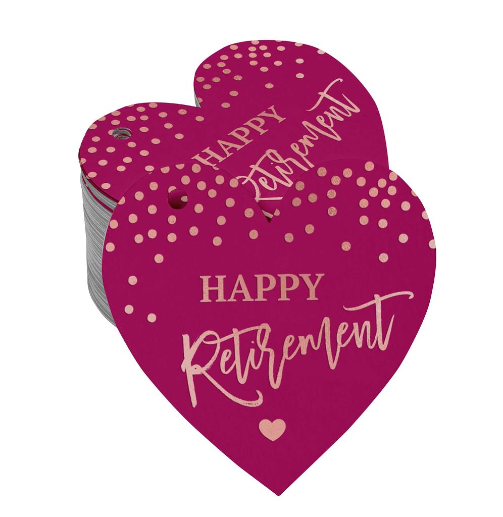 Inkdotpot Silver Foil Paper Hang Tag Happy Retirement Favor Tag 100 Pieces