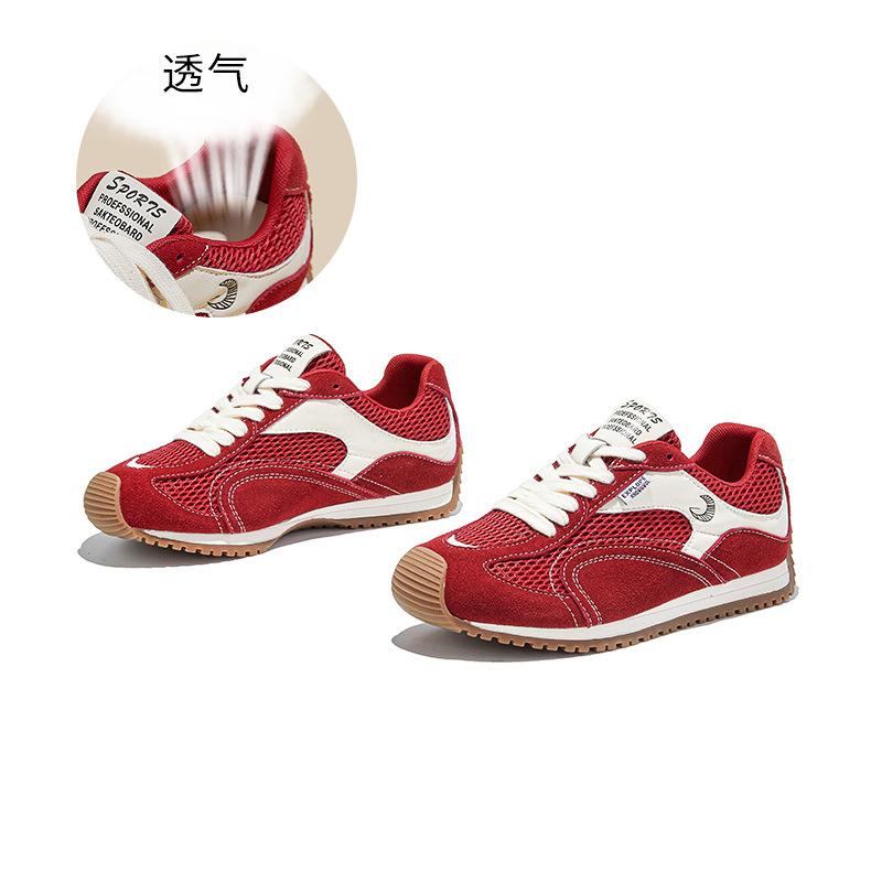 Leather German training shoes women's 2025 autumn new crooked head sports shoes flat running Forrest Gump shoes comfortable casual women's shoes