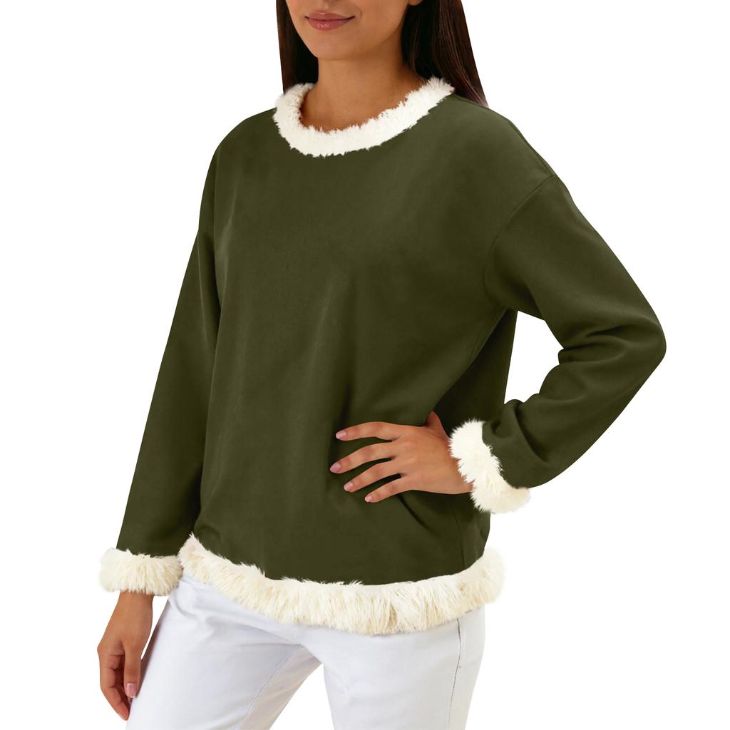 Lässiger, einfarbiger Damen-Sweatshirt mit langen Ärmeln und ohne Kapuze