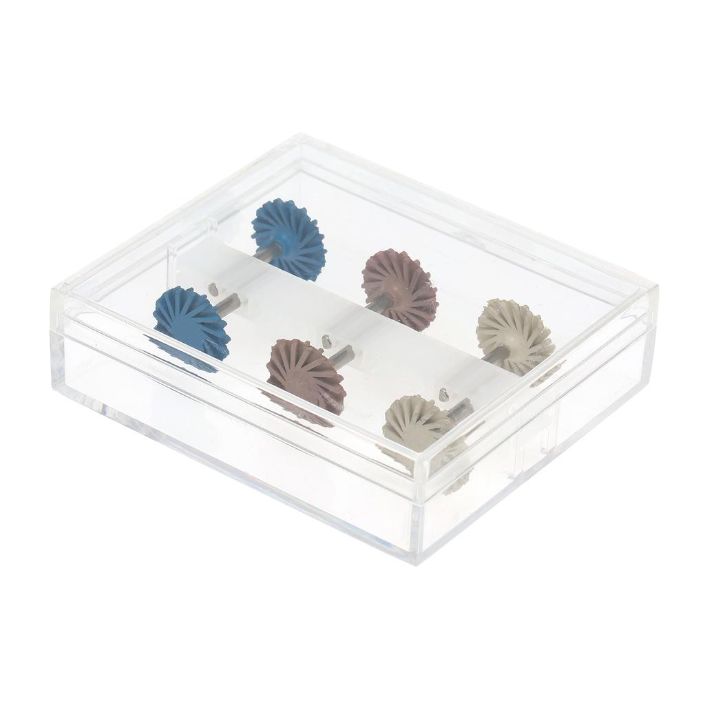 6 stk / sett Dental Spiral Flex Brush Burs Komposittharpiks poleringsskive hjulsett