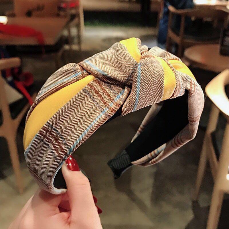 Korean Knot Headband: PU Leather Twill Hair Accessory for Face Wash