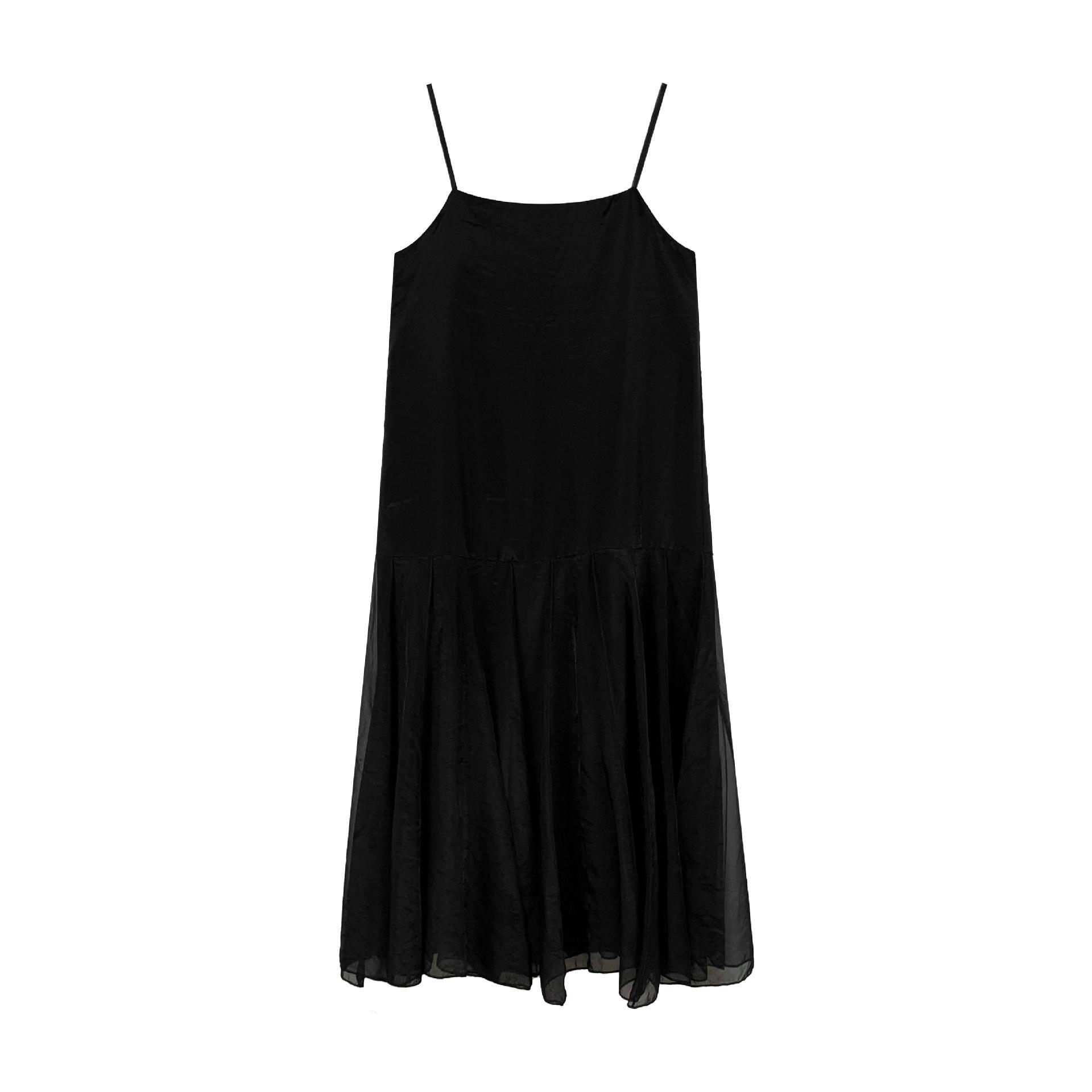 MOXI Thirteen Hang Women s 2026 Spring Korean Style Flowy White Camisole Dress One Size чёрный