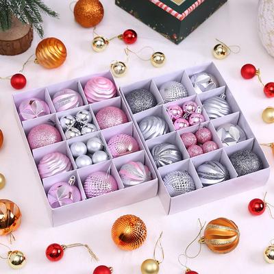 Christmas Balls Decorative Balls Blue Gray Green Orange Red (As Pictures Show) 26 Pcs Box High Quality Practical