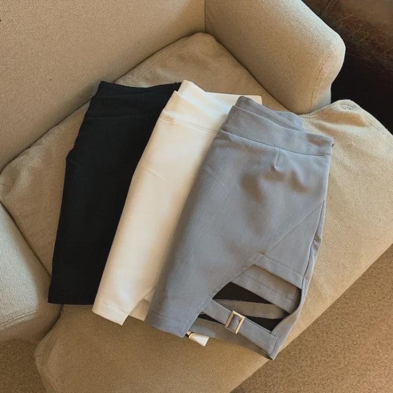 Summer Lace-Up A-Line Skirt with Irregular Slit