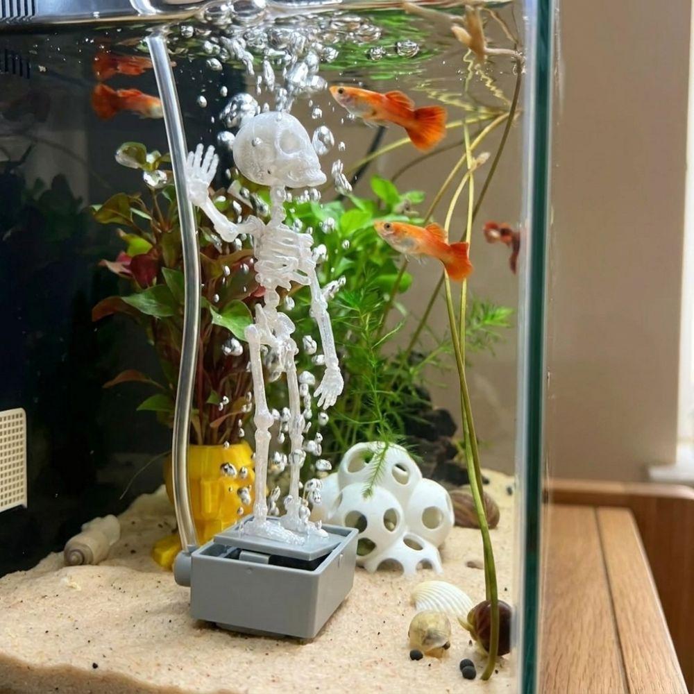 Air Driven Dancing Skeleton Aquarium Bubbler Plastic Movable Oxygen Skeleton  Underwater Landscape
