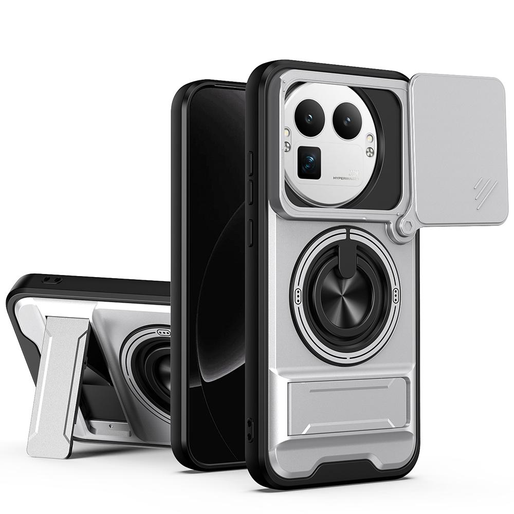 KEYSION Magnetic Phone Case for Realme GT 8 Pro Slide Camera Lens Protection Upright Kickstand 360° Ring Shockproof Back Cover