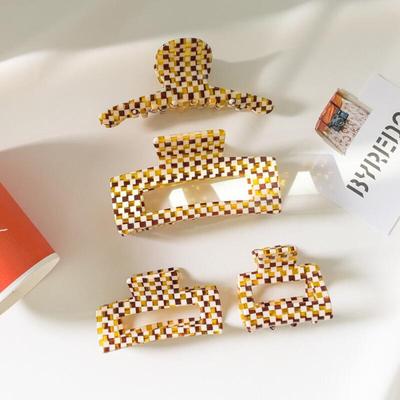 Motif chignon décontracté à carreaux color block pour femme Ensay
