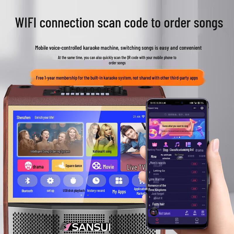 SANSUI TC159 Outdoor Karaoke Trolley Speaker System CN plug (adapter included) (CN version)