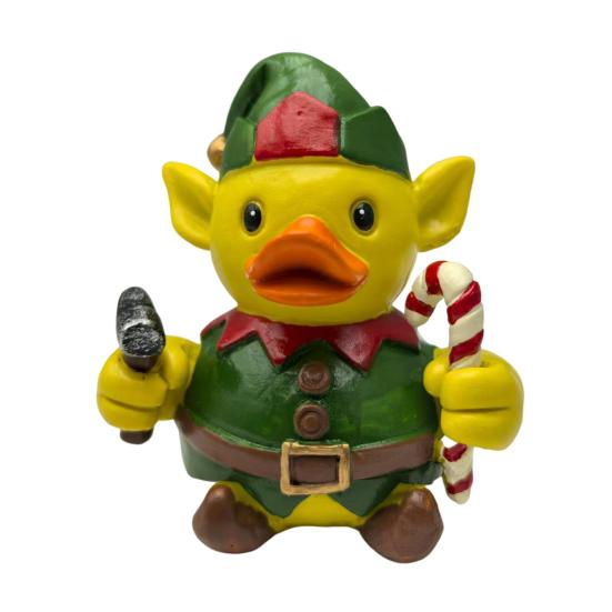 Vánoční kachní figurka Santa Claus Sob Elf Sněhulák Kachní socha Pryskyřičná zvířecí socha Vánoční sváteční párty Stolní dekorace Ozdoba