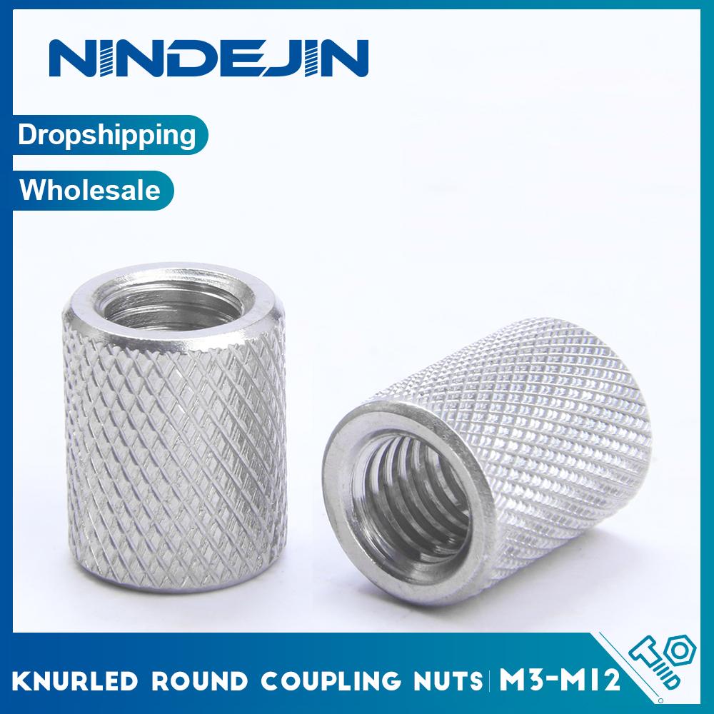 

1-5pcs Round Knurled Coupling Nut M3 M4 M5 M6 M8 M10 M12 M14 M16 Long Extend Cylindrical Round Connector Nuts M3x10mm(D6mm) 5pcs