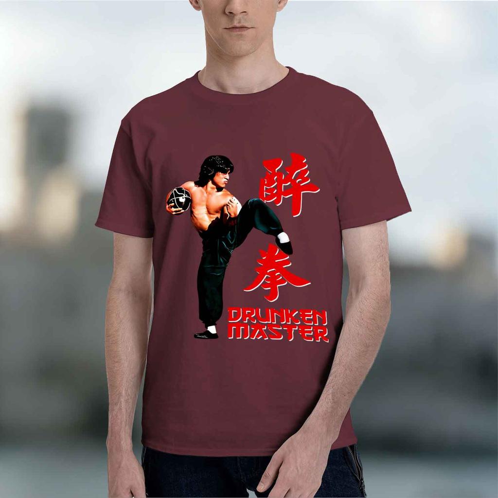 Ina Kung Fu ie an Drunken Master Film Drachenkampf Kurzarm Tee Vintage Zu Neues Modell Unisex Kurzarm Rundhals T-Shirt