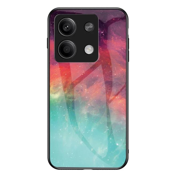 

For Xiaomi Redmi Note 13 5G Case Tempered Glass+PC+TPU Phone Back Protector with Starry Sky Pattern