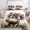 3pcs Anime Hippo Floral Bedding Set - Includes One Quilt Cover and Two Pillowcases (No Core) - Polyester Fabric, Perfect for Bedroom and Gue