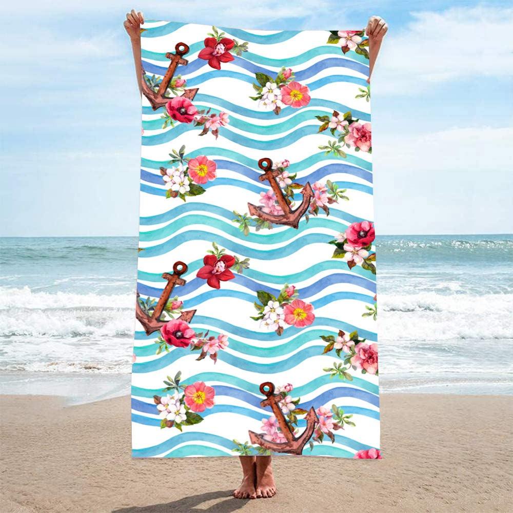 Pink Blue Leopard Animal Print Beach Towel Polyester Quick Drying Sandproof Bath Towel Summer Seaside Travel Outdoor Blanket