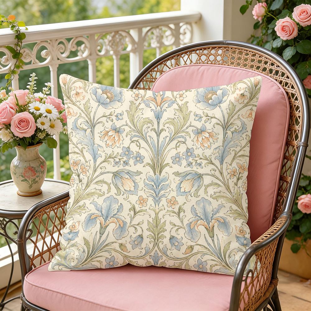 Victorian Botanical Cushion Cover Silky Short Plush Invisible Zipper Dustproof Sofa Pillow Case For Home Decor