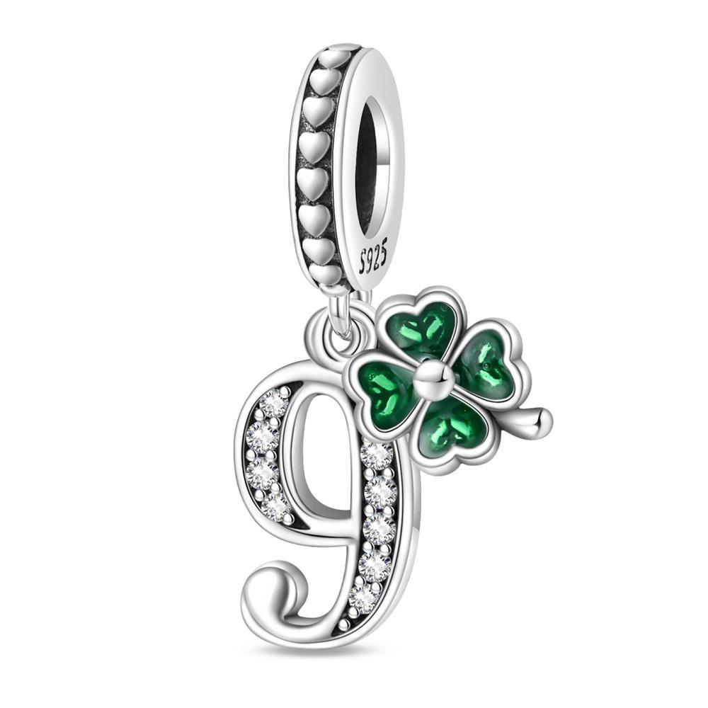 Four-leaf Clover Series Copper Metal Green Clover Plant Horseshoe Number Charm Bead Component Compatible With Do It Yourself Bracelet High Quality