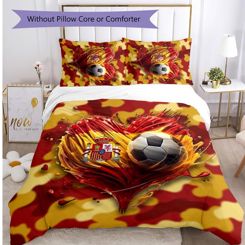 Set Lenzuola Stampate Caldo e Traspirante 3 Pezzi Spagna Calcio, Come Regalo per Inaugurazione Casa o Festa